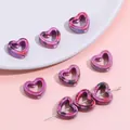 Purple and red marble patterned heart-shaped ceramic beads for DIY jewelry making - 12x13mm (4 Pieces/Pack) / Purple Series