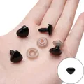 Zwarte veiligheidsneuzen voor DIY knuffels met schroefdraad en zachte sluitringen - 12x15mm Driehoekige Neuzen met ringen