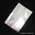 Sacchetti di plastica trasparenti con chiusura a pressione rossa e foro, 12x20cm, 100pz - 12x20cm (100 Pezzi/Confezione)