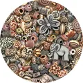 Vintage Baroque acrylic mixed beads featuring elephant, flower, and butterfly patterns - Random Mixed 30g/Pack / Antique Grey Coffee Series