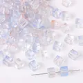 Perles carrées en verre bleu clair de 7mm irisé pour création de bijoux DIY - 7mm (30 Pièces/Paquet) / Bleu Lavande