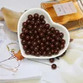 Perles rondes en acrylique marron foncé avec lettre T blanche pour bijoux DIY et chaînes - Café Foncé