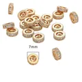 Perle distanziatrici da 7mm placcate in oro 18K con zirconi per bigiotteria - Perline Distanziatrici in Zircone Pave / 7mm (1 Pezzo) / Oro