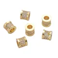 Perle distanziatrici cilindriche placcate oro 18K con zirconi per gioielli fai-da-te - Perlina Distanziatrice Lulutong Zirconia / 7x7mm (1 Pezzo/Confezione) / Oro
