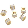 Set di sei perline rondelle placcate oro 18K con zirconi taglio baguette per gioielli fai-da-te - Perlina Distanziatrice a Barilotto in Pietra / 7x8mm (1 Pezzo/Confezione) / Oro
