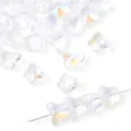 Iridescent butterfly glass beads with AB coating for DIY jewelry making and bracelets - Butterfly Shape / Approx. 7.5x10mm (20 Pcs/Pack) / Crystal White