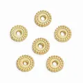 Set di 6 distanziatori in rame placcato oro 18K con zirconi per gioielli fai-da-te - Distanziatore a Ingranaggio Texturizzato / 8mm (2 Pezzi/Confezione) / Oro