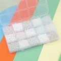15-compartment box with various white and clear DIY glass seed beads for jewelry making - White