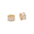 Charm cilindrico placcato oro 18K con zirconi taglio baguette per gioielli fai da te - Perlina Distanziatrice Zirconia Baguette / 10x6mm (1 pezzo/confezione) / Oro