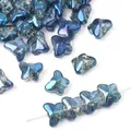 Iridescent butterfly glass beads in aurora blue gradient for DIY jewelry making - Butterfly Shape / Approx. 7.5x10mm (20 Pcs/Pack) / Gradient Blue