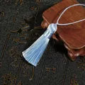 Short light blue silk tassel pendant for DIY fans and hair accessories on wood base - Tassel Part Approx 5.5cm (1 Piece/Pack) / Light Blue