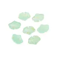 Set of 7 mint green ginkgo leaf glass beads with gold foil textures for DIY jewelry - Jelly Green Gold Powder
