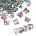 Iridescent butterfly glass beads with rainbow coating for DIY jewelry making and crafts - Butterfly Shape / Approx. 7.5x10mm (20 Pcs/Pack) / Gradient Multicolor 1