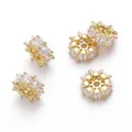 Perle distanziatrici placcate oro 18K con zirconi incastonati per gioielli fai-da-te - Pendaglio Distanziatore a Ruota Foro Grande / 10x4mm (1 Pezzo/Confezione) / Oro