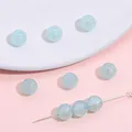 Light blue iridescent acrylic mermaid round beads with glitter for DIY jewelry making - Lake Blue