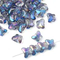Blue and purple AB coated butterfly glass beads for DIY bracelet jewelry making - Butterfly Shape / Approx. 7.5x10mm (20 Pcs/Pack) / Gradient Multicolor 2
