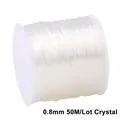 Strong 0.8mm transparent crystal elastic cord 50m for DIY beaded bracelets and jewelry - 0.8mm / Clear White