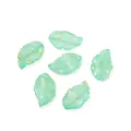 Set of six translucent light green ginkgo leaf pendants with gold foil accents - Green Gold Powder
