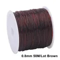 0.8mm Brown elastic beading cord for DIY bracelets and jewelry making, 50m spool - 0.8mm / Coffee