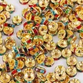Colorful rhinestone rondelle beads in gold plating for DIY jewelry making sets - Gold Color with Multicolor Rhinestones