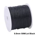 Black 0.8mm elastic beading cord on a 50m spool for DIY bracelet and necklace making - 0.8mm / Black