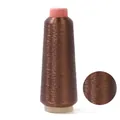 Metallic brown embroidery thread on a cone spindle with detailed fiber texture - 17cmx6cm (Approx 3250m/Roll) / Light Coffee