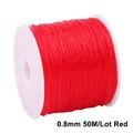 Red 0.8mm elastic beading cord 50m spool for DIY jewelry making and crystal bracelets - 0.8mm / Red