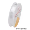 Strong clear elastic beading cord 0.4mm thick and 20m long for DIY jewelry making - 0.4mm / Clear White