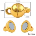 6mm golden spherical magnetic clasps for DIY jewelry making in a polished finish - 12x6mm (2 Sets/Pack) / Gold