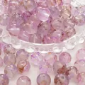 Cuentas de vidrio lavanda con efecto de tinta y pan de oro para joyería DIY - Perla Redonda de Tinta y Pan de Oro / 8mm Agujero Aprox 1mm 50Pzs/Paquete / Púrpura