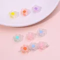Colorful frosted acrylic flower pendants in macaron colors for DIY jewelry making - 12mm / Frosted Flower Style / 50 Pieces Set
