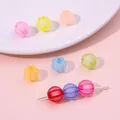 Translucent colorful pumpkin-shaped acrylic beads with vertical ribbing for DIY jewelry - 10mm / Frosted Pumpkin Bead Style / 73 Pieces