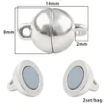 Polished silver magnetic jewelry clasps with 14mm length for DIY jewelry making - 14x8mm (2 Sets/Pack) / Silver