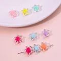 Star-shaped acrylic beads with colorful inner core for DIY necklace and earring making - 11x11.5mm / Transparent Star Style / 83 Pieces