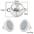 Silver spherical magnetic clasps for jewelry making with 16mm length and 10mm diameter - 16x10mm (2 Sets/Pack) / Silver