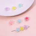 Frosted acrylic star beads in macaron colors on a needle for DIY jewelry making - 11x11.5mm / Frosted Star Style / 83 Pieces