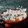 Frosted white translucent round beads for DIY jewelry making on a wooden base - 4mm (Aperture approx 1mm, 100 Pieces/Pack) / Frosted White