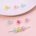 DIY colorful iridescent aurora acrylic round beads for handmade jewelry necklaces - 8mm / Colorful Plated Round Bead Style / 110 Pieces