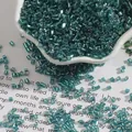 Lake blue glass bugle beads and clear seed beads for DIY jewelry making and sewing - 2mm 15g/Pack (Approx. 700 Pieces) / Peacock Blue