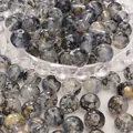 Perles en verre effet encre avec feuilles d'or pour bijoux DIY et bracelets faits main - Perle Ronde à Lavis d'Or / 10mm (Trou d'environ 1mm) 10 Pièces/Paquet / Noir