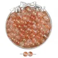 Perles en verre translucide rose orangé avec texture marbrée dorée pour bijoux DIY - Perle Ronde à Lavis d'Or / 10mm (Trou d'environ 1mm) 10 Pièces/Paquet / Orange