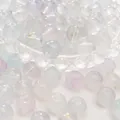 Perles en verre translucides avec marbrure rose et éclats dorés pour bijoux DIY - Perle Ronde à Lavis d'Or / 10mm (Trou d'environ 1mm) 10 Pièces/Paquet / Transparent