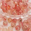 Perles en verre rose à effet encre et feuilles d'or pour la création de bijoux DIY - Perle Ronde à Lavis d'Or / 10mm (Trou d'environ 1mm) 10 Pièces/Paquet / Corail