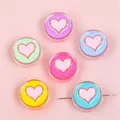 Perles de cœur en acrylique colorées en six tons pastel pour bijoux artisanaux - Cœur Rond Couleurs Mélangées (4 Pièces/Paquet)