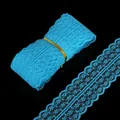 Nastro in pizzo blu brillante con motivi floreali traforati per accessori per capelli - Stile Largo / Blu Lago