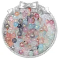 Perles en verre style encre de chine avec touches dorées sur un plateau argenté vintage - Perle Ronde à Lavis d'Or / 8mm Trou environ 1mm / Couleurs mélangées au hasard 100 pièces/paquet