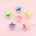 Perles en acrylique en forme d'étoile pour DIY en tons bleu, rose et jaune - Étoile Couleurs Mélangées / 19×20mm (6 Pièces/Paquet)