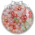 Perles en verre colorées avec feuille d'or et motif marbré pour bijoux DIY - Perle Ronde à Lavis d'Or / 10mm (Trou d'environ 1,5mm) 50 Pièces/Paquet / Couleurs Mélangées Aléatoires