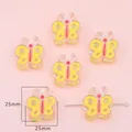 Perles papillon jaunes en acrylique 25mm pour bijoux DIY et accessoires de coques - Papillon Jaune / 25×25mm (4 Pièces/Paquet)