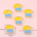 Perles en acrylique abeille pour création bijoux DIY accessoires faits à la main - Abeille Jaune / 24×26mm (4 Pièces/Paquet)
